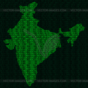 Силуэт Индии двоичных цифр - изображение в векторном виде