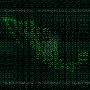 Silhouette of Mexico of binary digits - vector image