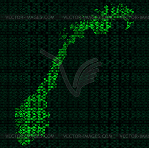 Silhouette of Norway of binary digits - vector EPS clipart