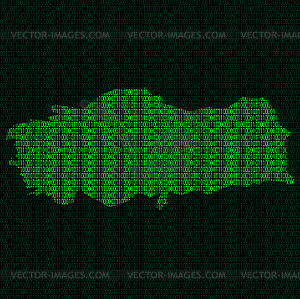 Силуэт Турции двоичных цифр - векторный дизайн