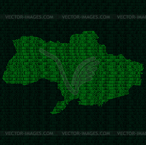 Silhouette of Ukraine of binary digits - vector clipart