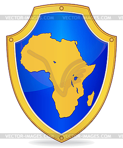 Shield with silhouette of Africa - vector image