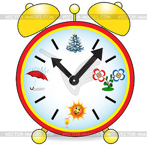 Clock with seasons - vector image