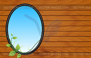 Postcard design with wooden background - vector image