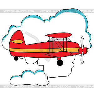 Airplane in clouds - vector clip art