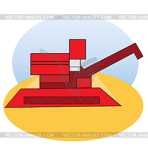 Combine harvester in field - vector image