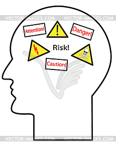 Contour of human head - color vector clipart