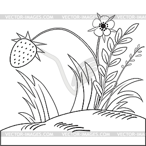 Strawberry bush outline - royalty-free vector clipart