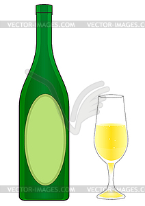 Бутылка и бокал шампанского - рисунок в векторе