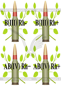 Set of cartridge with branches and blood type - vector clip art