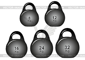 Set of weights of different masses - vector clipart