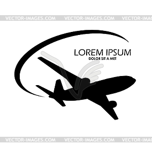 Air flight - white & black vector clipart