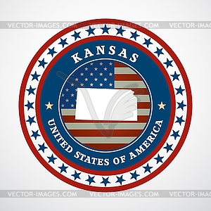 Винтажная этикетка Канзас - векторное графическое изображение