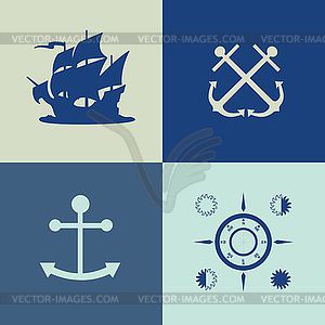 Old ship flat - vector image