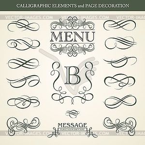 CALLIGRAPHIC ELEMENTS and PAGE DECORATION - vector clipart