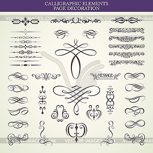 CALLIGRAPHIC ELEMENTS and PAGE DECORATION - vector image