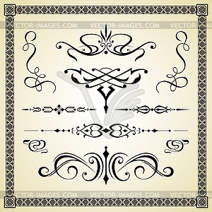 CALLIGRAPHIC ELEMENTS and PAGE DECORATION - vector image