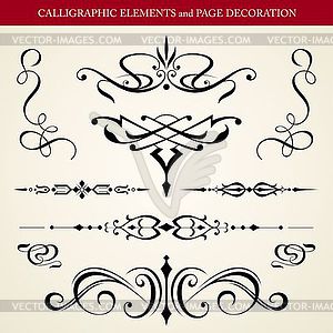 CALLIGRAPHIC ELEMENTS and PAGE DECORATION - vector clipart