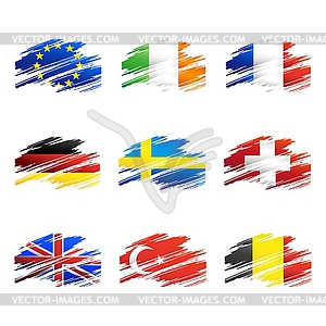 Flags in form traces brush - vector image