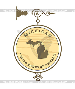 Vintage label Michigan - vector clipart