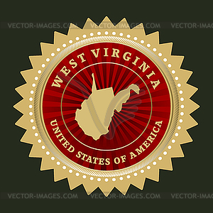 Star label West Virginia - vector clip art