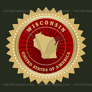 Star label Wisconsin - vector clip art