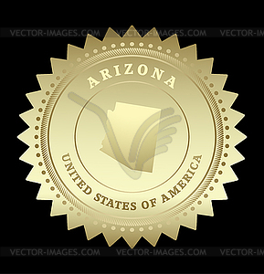 Gold star label Arizona - vector image