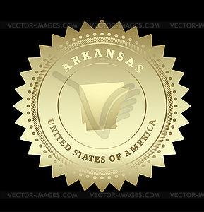 Gold star label Arkansas - vector clipart