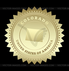 Этикетка с золотой звездой Колорадо - векторный клипарт EPS