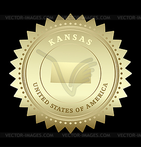 Gold star label Kansas - vector clipart