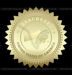Gold star label Massachusetts - vector image