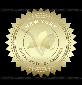 Gold star label New York - vector image