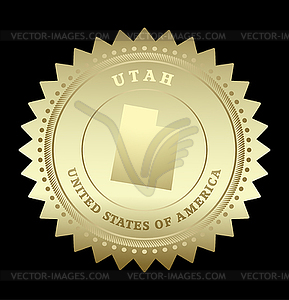 Gold star label Utah - vector image