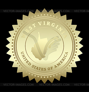 Gold star label West Virginia - royalty-free vector image