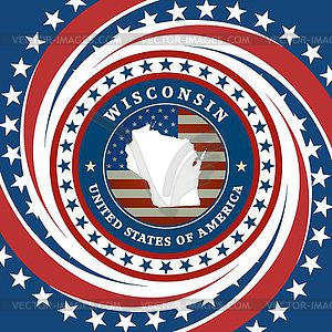 Vintage label Wisconsin - vector clip art