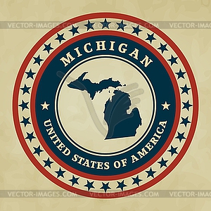 Vintage label Michigan - vector clipart