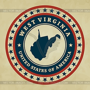 Винтажная этикетка Западная Вирджиния - векторная иллюстрация