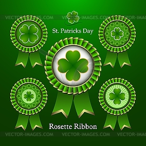 St. Patricks Day Rosette Ribbon - vector image