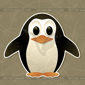 Penguin on grey background.  - color vector clipart