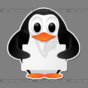 Penguin on grey background.  - vector clipart