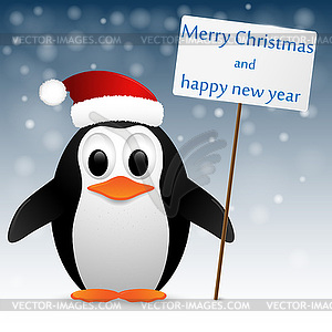 Christmas background with penguin.  - vector image