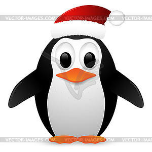 Penguin with santa hat.  - vector image