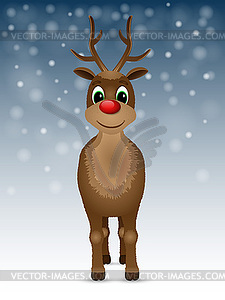 Reindeer with red nose - vector clipart