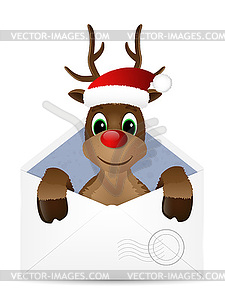Открытый конверт с оленями. - изображение в векторном виде