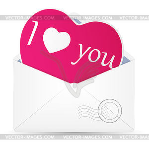 Open envelope with hearts.  - vector clip art