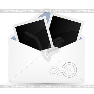 Open envelop with photo frame - vector image