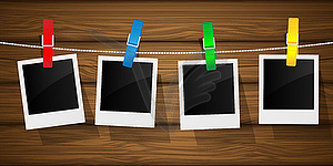 Photo frame on clothesline.  - vector clip art