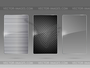 Стекло и металлический каркас набор - векторный клипарт / векторное изображение