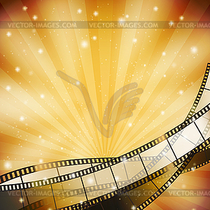 Background with retro filmstrip and stars - vector image