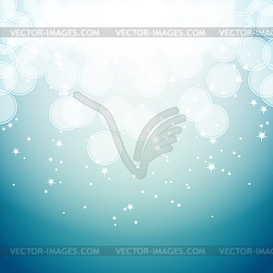 Blue background with bokeh effects and stars - vector clipart